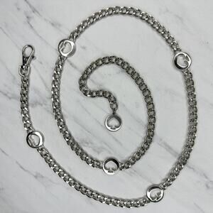 Kate Spade Silver Tone Curb Chain Spade Logo Charm Station Belt One Size (OS) ✨